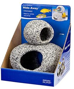 PENN PLAX GRANITE STONE HIDEAWAY 2PC SMALL/MEDIUM