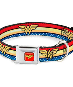 BUCKLE DOWN DOG COLLAR - WONDER WOMAN LOGO STRIPE