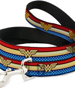 BUCKLE DOWN DOG LEASH - WONDER WOMAN LOGO STRIPE