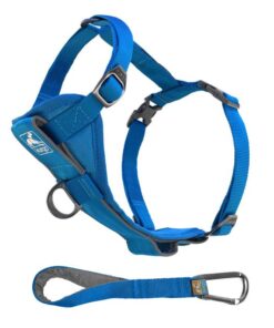 KURGO Tru-Fit Smart Harness -Quick Release w/seatbelt tether -Blue  50-80 lbs - L