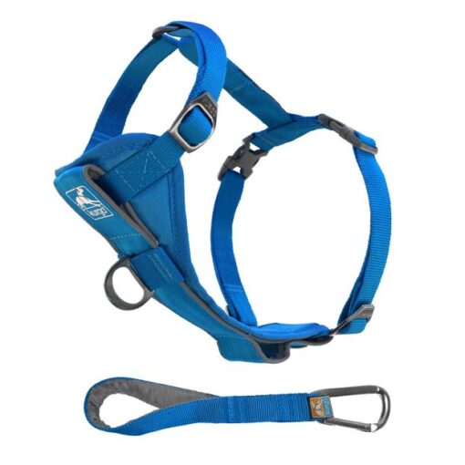 KURGO Tru-Fit Smart Harness -Quick Release w/seatbelt tether -Blue  50-80 lbs - L