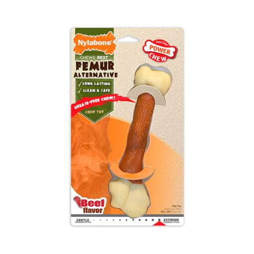 NYLABONE POWER CHEW ANIMAL PART ALTERNATIVE FEMUR BEEF LARGE