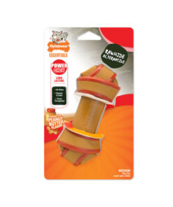 NYLABONE POWER CHEW PEANUT BUTTER RAWHIDE KNOT ALTERNATIVE MEDIUM