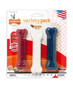 NYLABONE POWER CHEW TRIPLE PACK-RED-WHITE-BLUE REGULAR