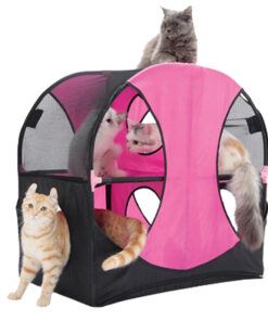 PETLIFE KITTY PLAY OBSTACLE TRAVEL PET HOUSE PINK