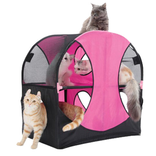 PETLIFE KITTY PLAY OBSTACLE TRAVEL PET HOUSE PINK