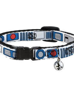 BUCKLE DOWN CAT COLLAR WITH BELL - STAR WARS R2-D2 BOUNDING PARTS 8.5-12"