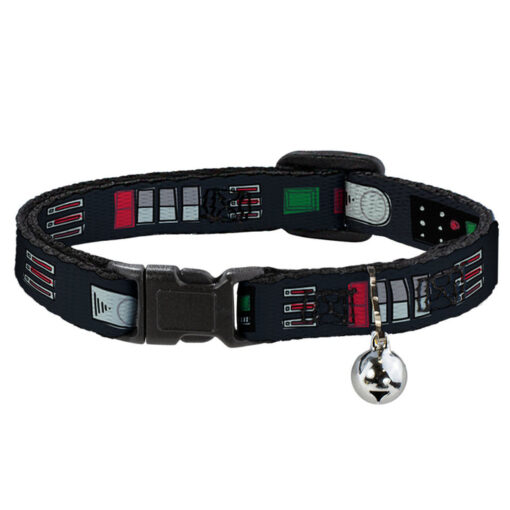 BUCKLE DOWN CAT COLLAR WITH BELL - STAR WARS DARTH VADER UTILITY BELT BOUNDING 3 8.5-12"