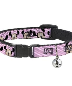 BUCKLE DOWN CAT COLLAR WITH BELL - MINNIE MOUSE EXPRESSIONS POLKA DOT 8.5-12"
