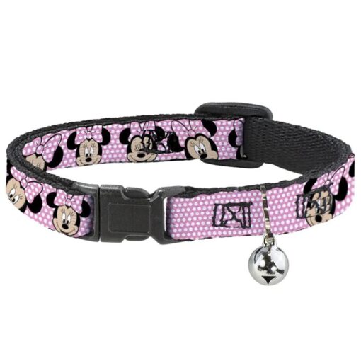 BUCKLE DOWN CAT COLLAR WITH BELL - MINNIE MOUSE EXPRESSIONS POLKA DOT 8.5-12"