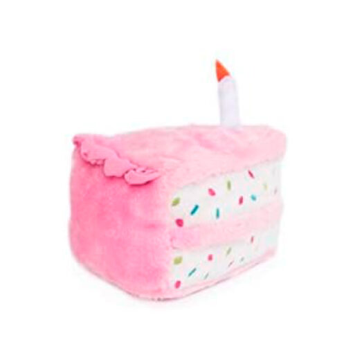 ZIPPY PAWS BIRTHDAY CAKE SQUEAKY DOG TOY WITH SOFT STUFFING PINK