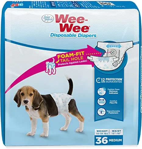 FOUR PAWS WEE WEE DISPOSABLE DOG DIAPERS MEDIUM 12 PK